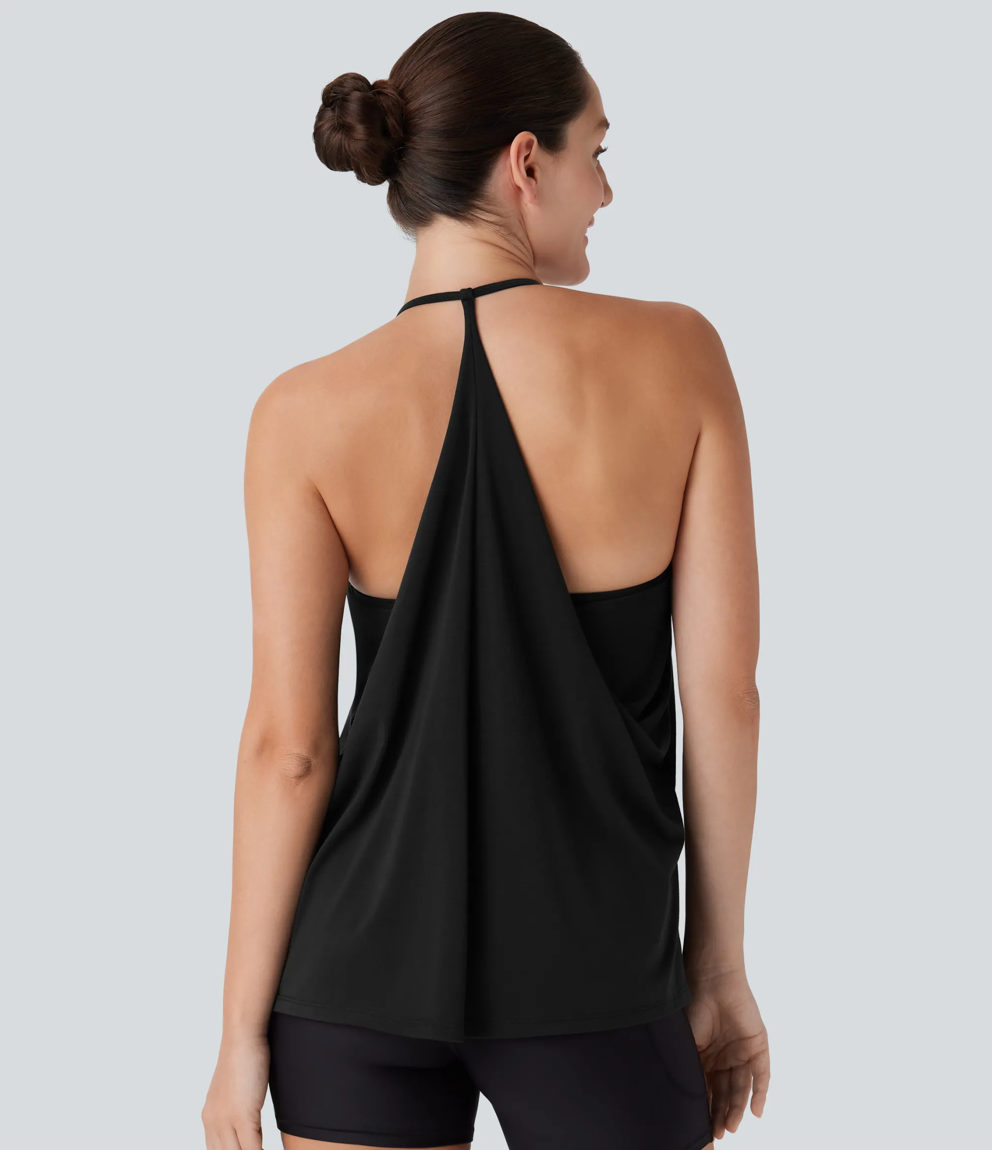 Yoga Tops|Sports Tops<HALARA SoftlyZero™ Airy Halter Draped Cool Touch Yoga Sports Top-UPF50+