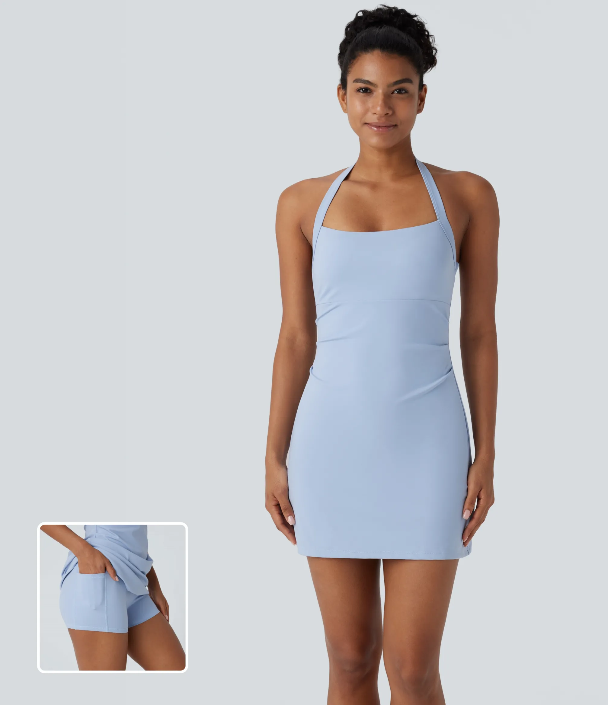 Dresses|Mini Dresses<HALARA SoftlyZero™ Airy Halter 2-in-1 Pocket Cool Touch Mini Yoga Active Dress-UPF50+