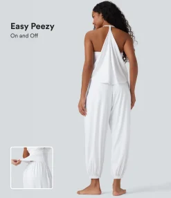 Jumpsuits<HALARA SoftlyZero™ Airy Halter Sleeveless Cool Touch Yoga Overalls with Pockets-Easy Peezy-UPF50+