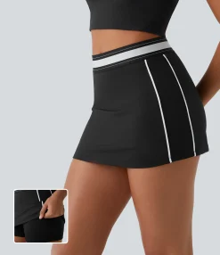 Active Skirts|Skirts<HALARA SoftlyZero™ Airy High Waisted 2-in-1 Bodycon Color Block Micro Mini Cool Touch Tennis Skirt-UPF50+