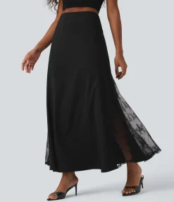 Skirts<HALARA SoftlyZero™ Airy High Waisted Contrast Lace Flowy Cool Touch Maxi Skirt