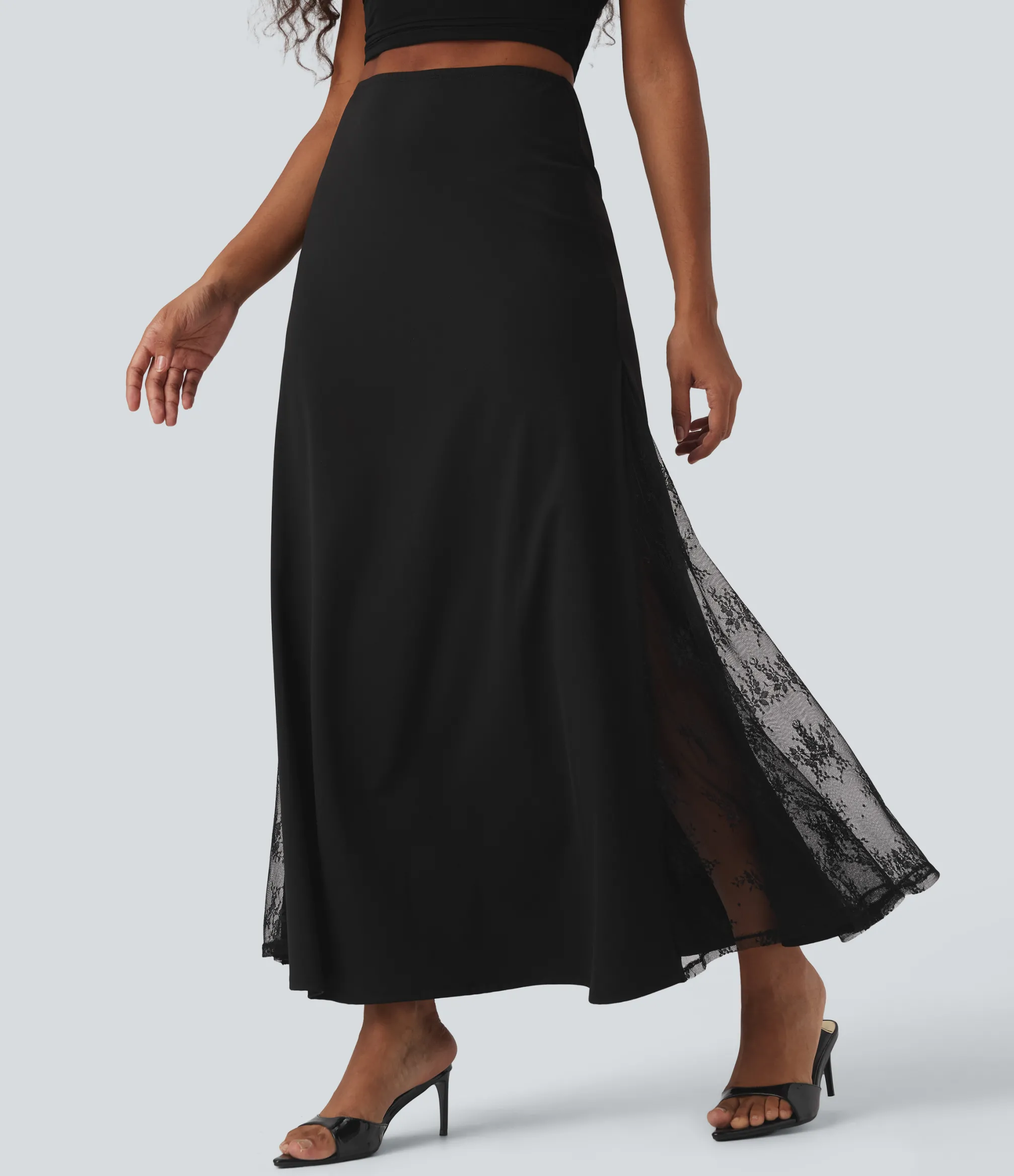 Skirts<HALARA SoftlyZero™ Airy High Waisted Contrast Lace Flowy Cool Touch Maxi Skirt