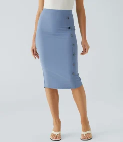 Maxi & Midi Skirts|Casual Skirts<HALARA SoftlyZero™ Airy High Waisted Decorative Bodycon Cool Touch Midi Casual Skirt-UPF50+