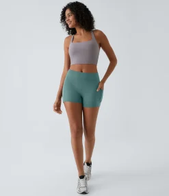 Active Shorts|Bikers<HALARA SoftlyZero™ Airy High Waisted Pocket Plain Cool Touch Yoga Shorts 3.5"-UPF50+