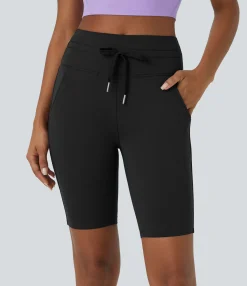 Active Shorts|Shorts<HALARA SoftlyZero™ Airy High Waisted Drawstring Pocket Plain Cool Touch Shorts 9''-UPF50+