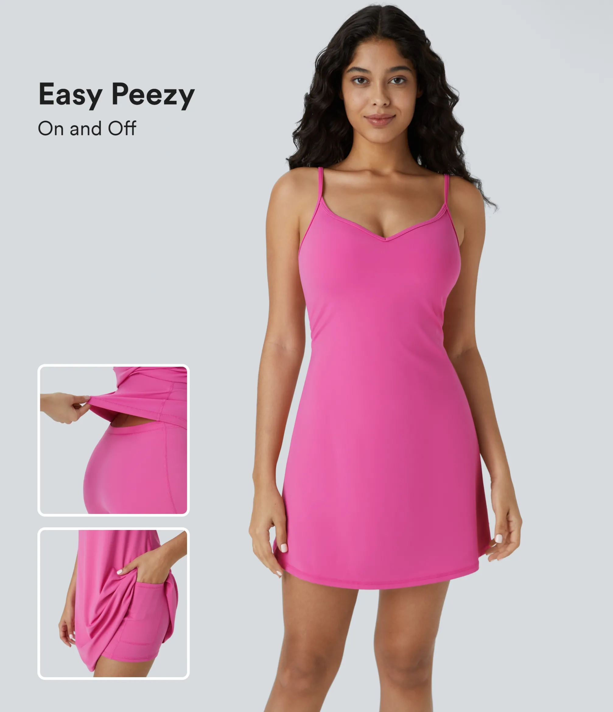Dresses|Mini Dresses<HALARA SoftlyZero™ Airy 2-in-1 Pocket Flare Mini Slip Cool Touch Active Dress-Easy Peezy Edition