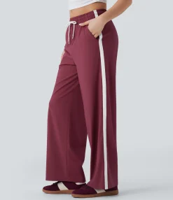 Pants|Straight-Leg Pants<HALARA SoftlyZero™ Airy Low Rise Drawstring Color Block Straight Leg Cool Touch Casual Pants with Pockets-UPF50+
