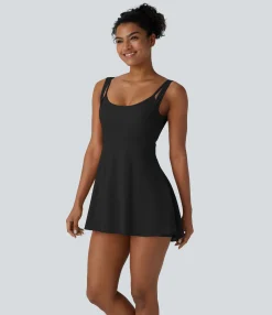 Mini Dresses|Active Dresses<HALARA SoftlyZero™ Airy Mesh Overlay Adjustable Buckle 2 Piece Mini Cool Touch Dance Active Dress with Pockets-UPF50+