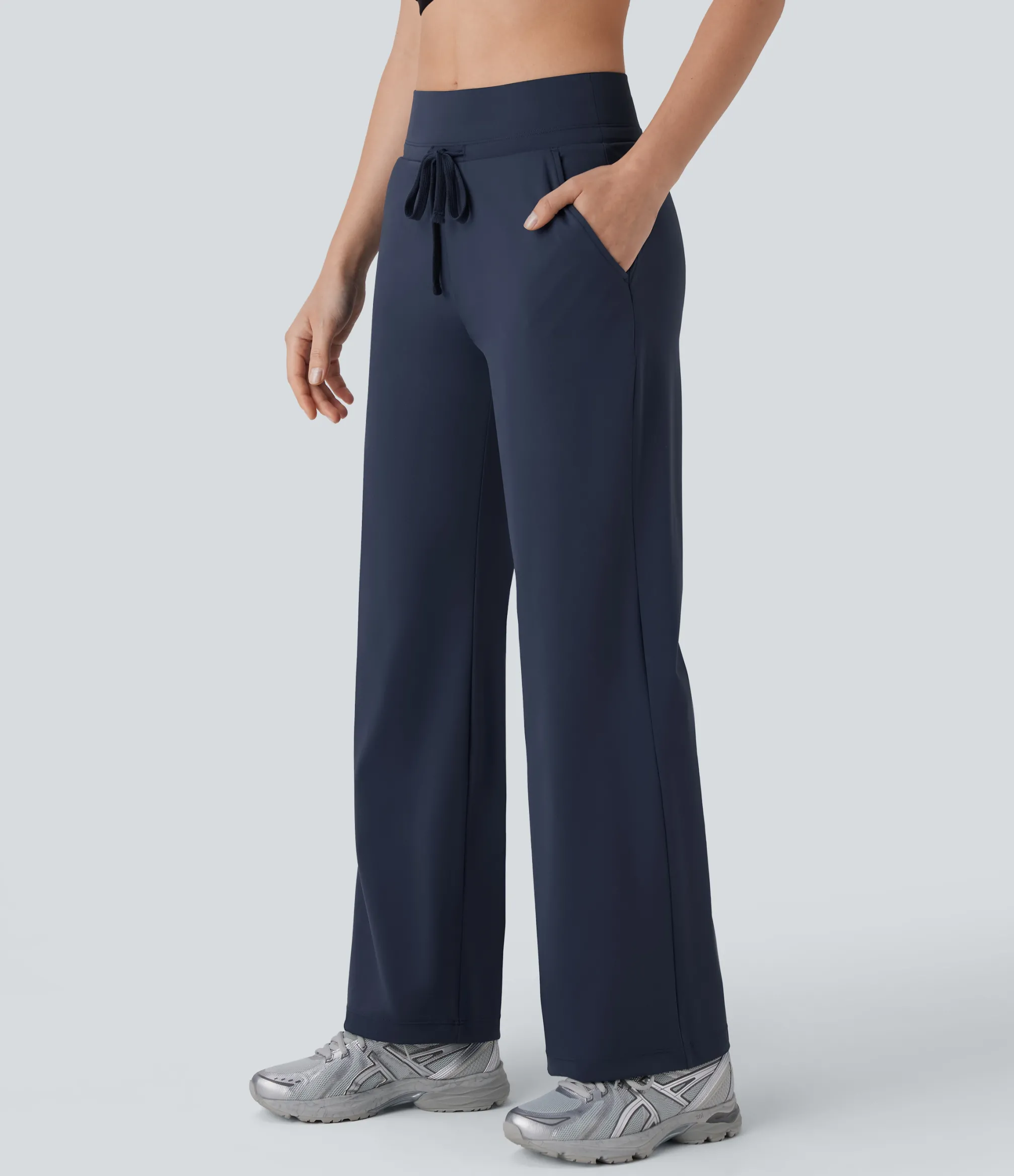 Straight-Leg Pants|Pants<HALARA SoftlyZero™ Airy Mid Rise Drawstring Pocket Straight Leg Cool Touch Yoga Pants