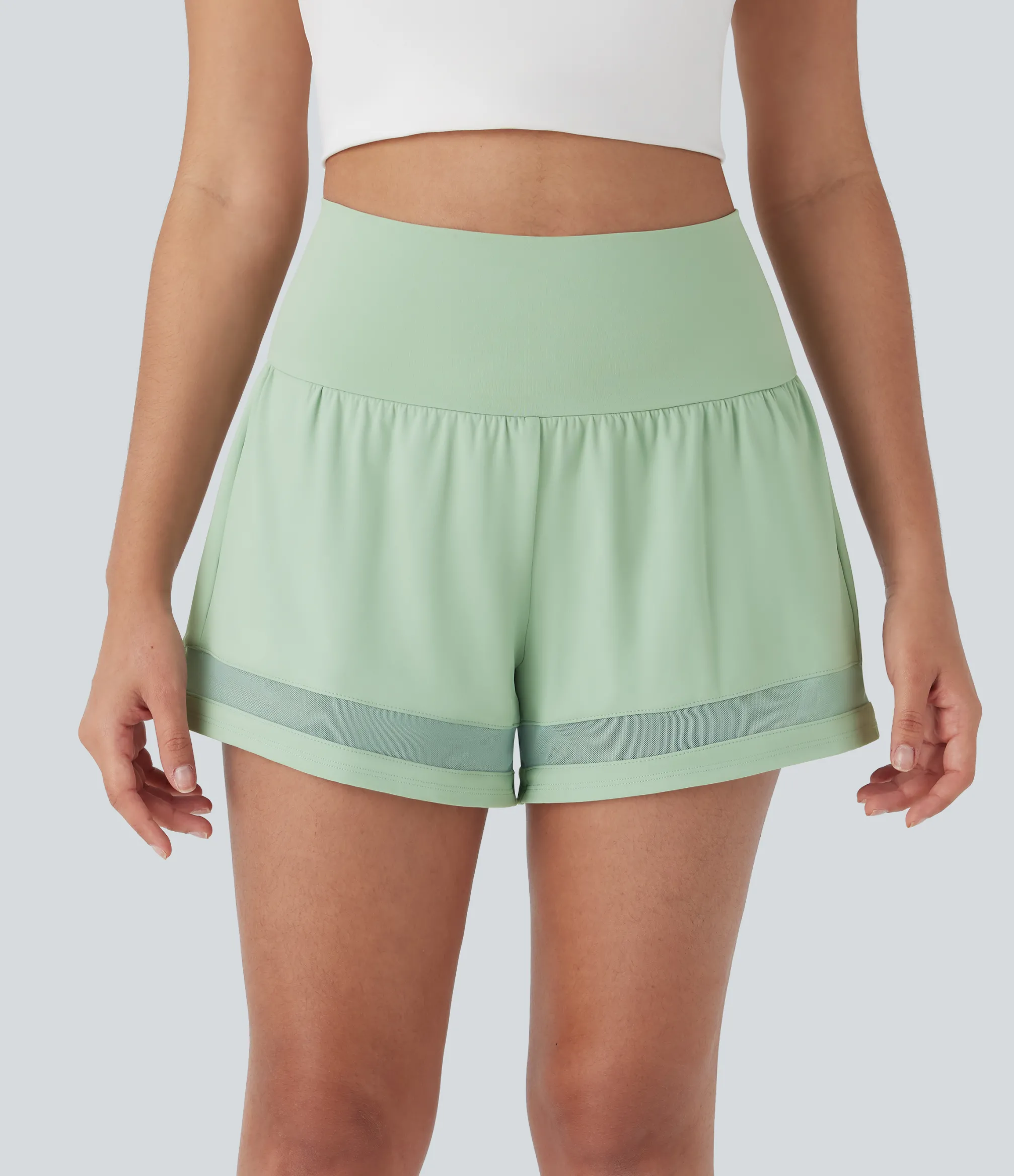 Active Shorts|Shorts<HALARA SoftlyZero™ Airy Mid Rise 2-in-1 Back & Pocket Contrast Mesh Cool Touch Workout Shorts