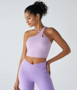 Yoga Tops|Tank Tops & Camis<HALARA SoftlyZero™ Airy One Shoulder Cool Touch Cropped Yoga Tank Top-UPF50+