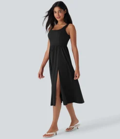 Maxi & Midi Dresses|Dresses<HALARA SoftlyZero™ Airy Padded Cool Touch Midi Casual Dress with Pockets-D/DD/DDD/F Cups