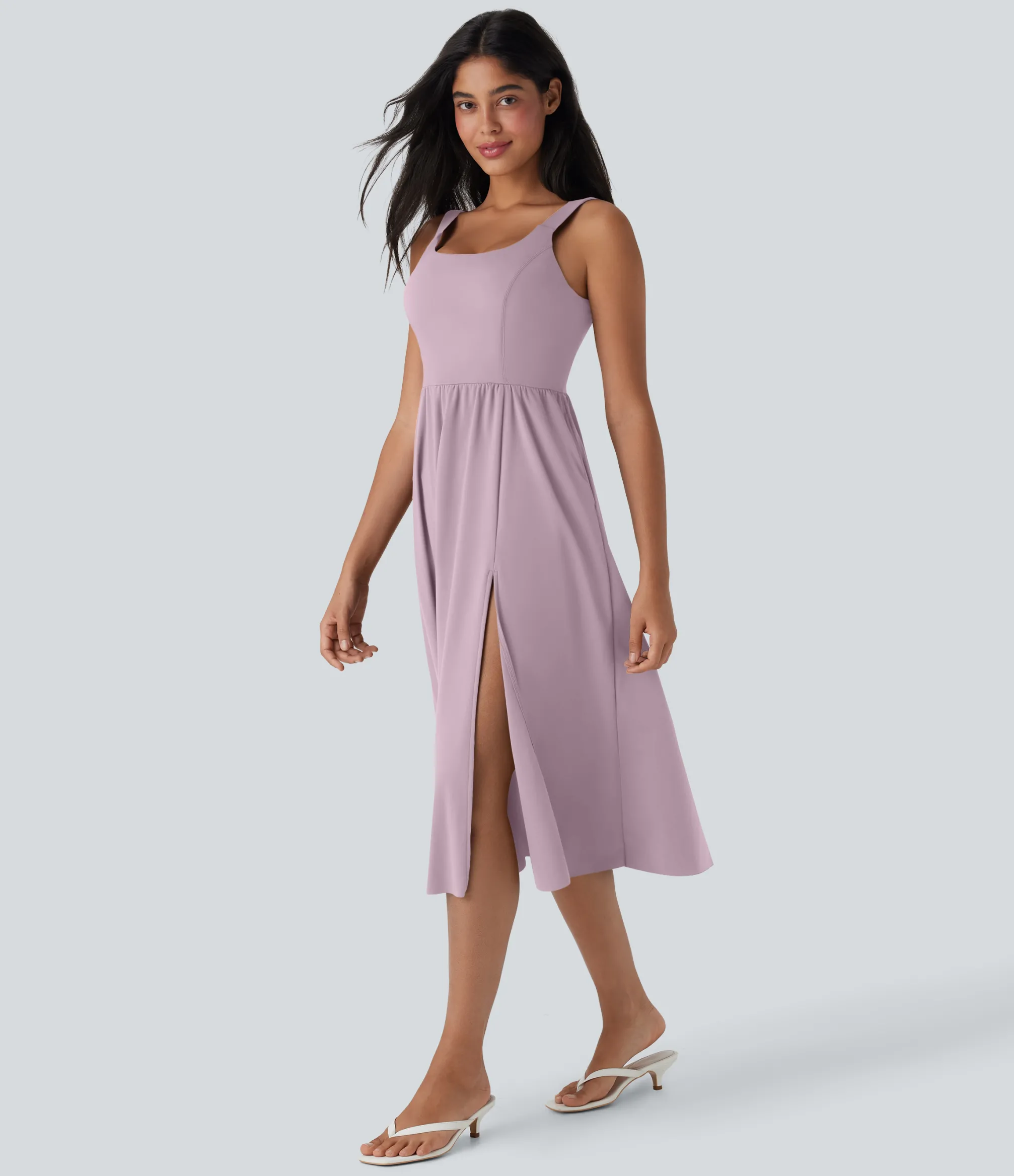Maxi & Midi Dresses|Dresses<HALARA SoftlyZero™ Airy Padded Cool Touch Midi Casual Dress with Pockets-D/DD/DDD/F Cups