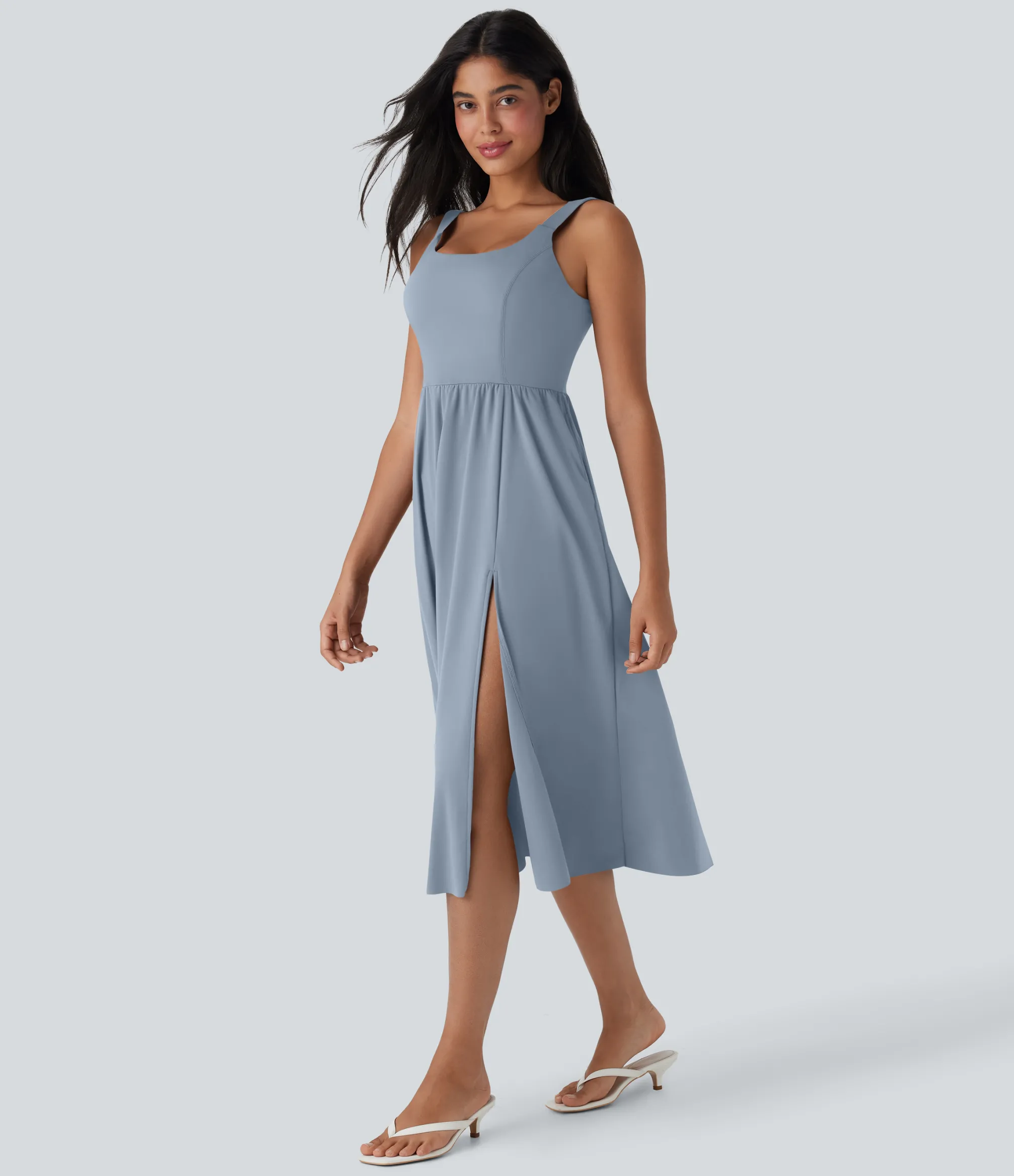 Maxi & Midi Dresses|Dresses<HALARA SoftlyZero™ Airy Padded Cool Touch Midi Casual Dress with Pockets-D/DD/DDD/F Cups
