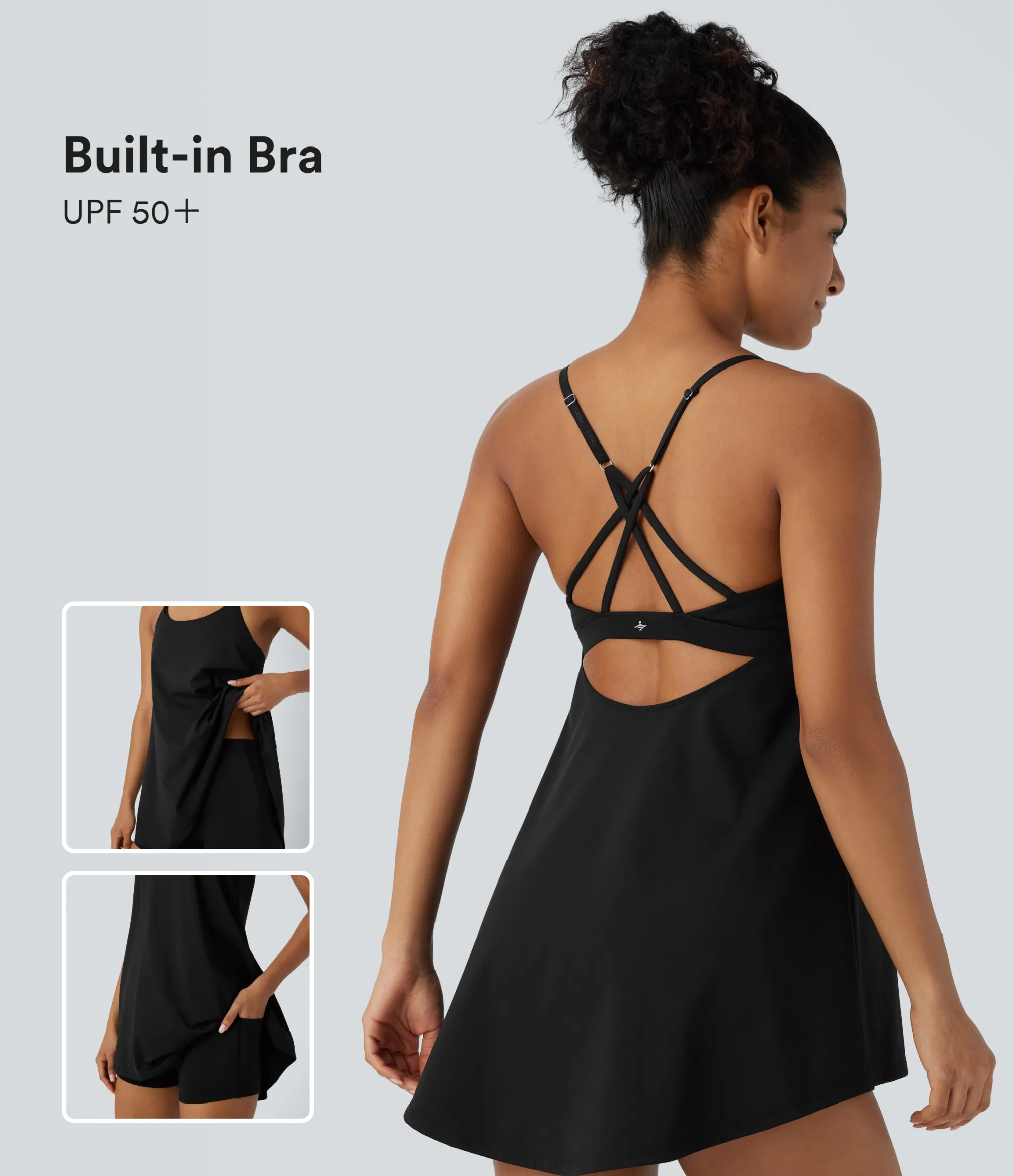 Mini Dresses|Active Dresses<HALARA SoftlyZero™ Airy 2-Piece Mini Cool Touch Yoga Active Slip Dress with Pockets-UPF50+