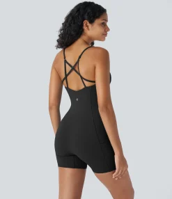 Jumpsuits<HALARA SoftlyZero™ Airy Pocket Cool Touch Slip Pilates Romper-UPF50+