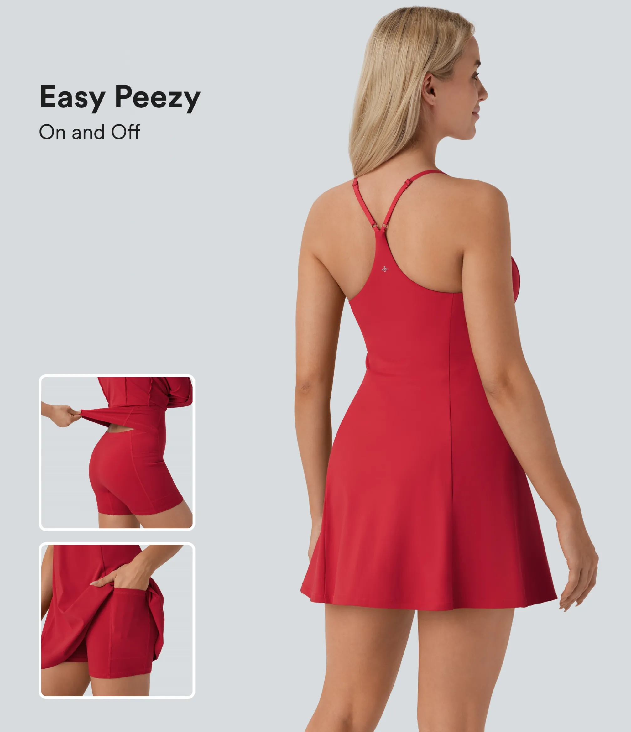 Mini Dresses|Active Dresses<HALARA SoftlyZero™ Airy Racerback 2-in-1 Pocket Cool Touch Flare Mini Dance Active Dress-Easy Peezy Edition