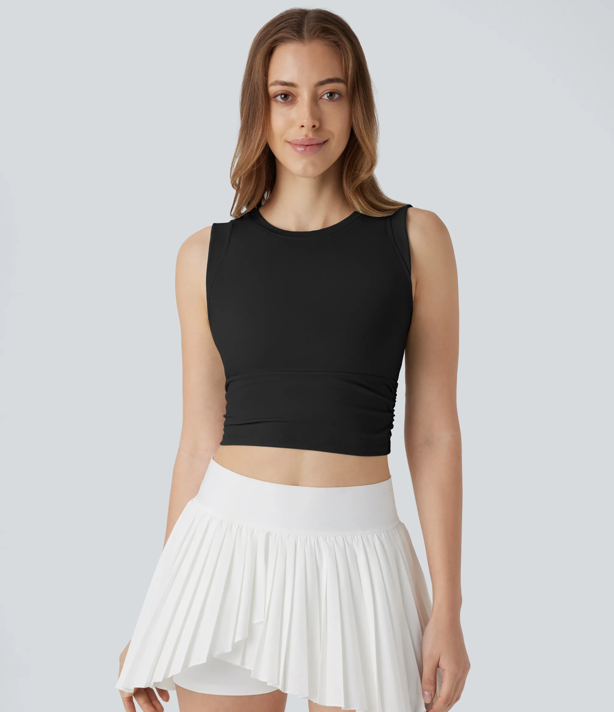Tank Tops & Camis|Tank Tops<HALARA SoftlyZero™ Airy Round Neck Ruched Cool Touch Cropped Tennis Tank Top