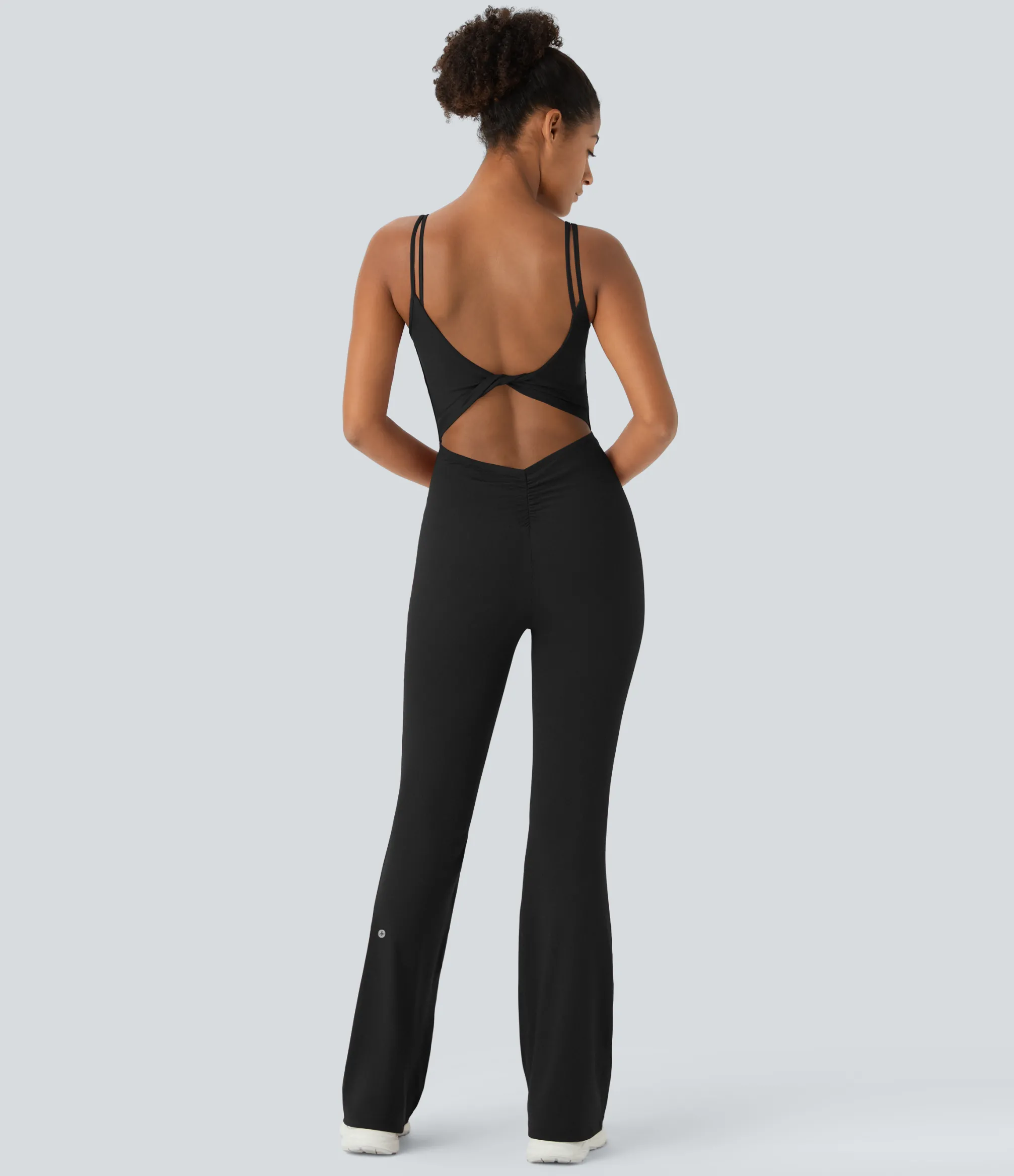 Jumpsuits<HALARA SoftlyZero™ Airy Ruched Sleeveless Flare Skinny Cool Touch Yoga Jumpsuit-UPF50+