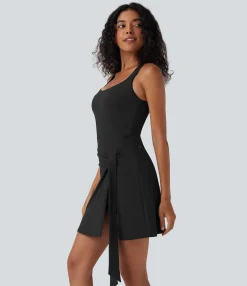 Active Dresses|Dresses<HALARA SoftlyZero™ Airy Sleeveless Tie Front 2-in-1 Cool Touch Mini Workout Dress with Pockets