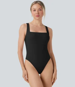 Bodysuits<HALARA SoftlyZero™ Airy Square Neck Skinny Sleeveless Work Bodysuit