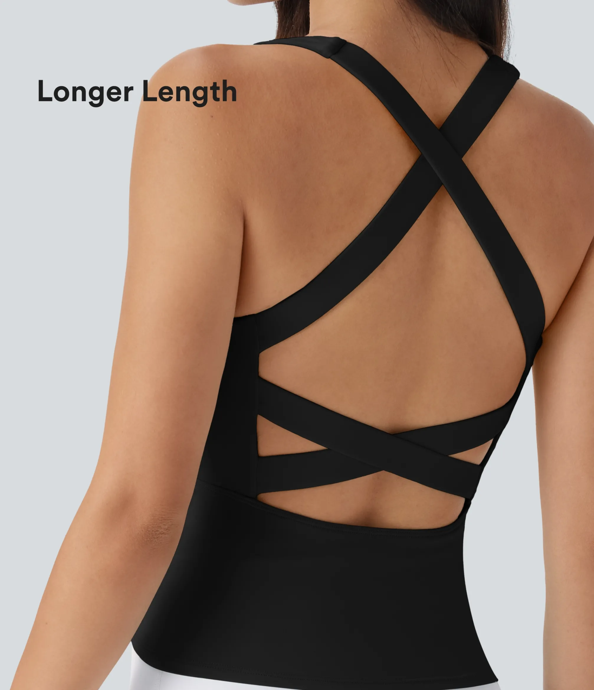 Tank Tops & Camis|Tank Tops<HALARA SoftlyZero™ Airy Square Neck Cropped Cool Touch Running Tank Top-Longer Length-UPF50+