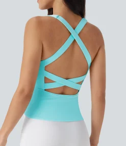 Tank Tops & Camis|Tank Tops<HALARA SoftlyZero™ Airy Square Neck Cropped Cool Touch Running Tank Top-Longer Length-UPF50+