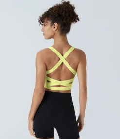 Yoga Tops|Tank Tops & Camis<HALARA Softlyzero™ Airy Square Neck Backless Crisscross Cropped Cool Touch Yoga Tank Top-UPF50+