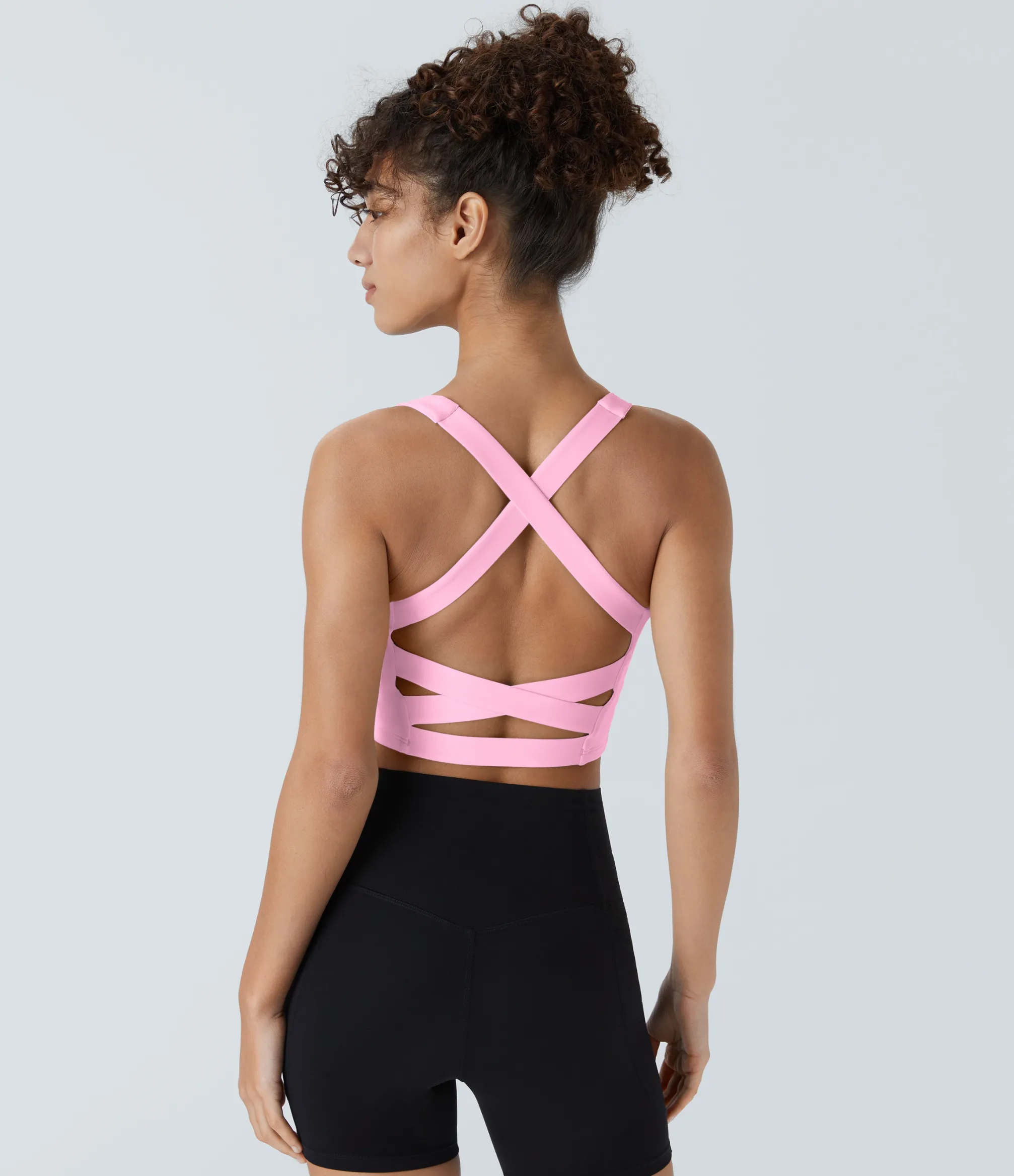 Yoga Tops|Tank Tops & Camis<HALARA Softlyzero™ Airy Square Neck Backless Crisscross Cropped Cool Touch Yoga Tank Top-UPF50+
