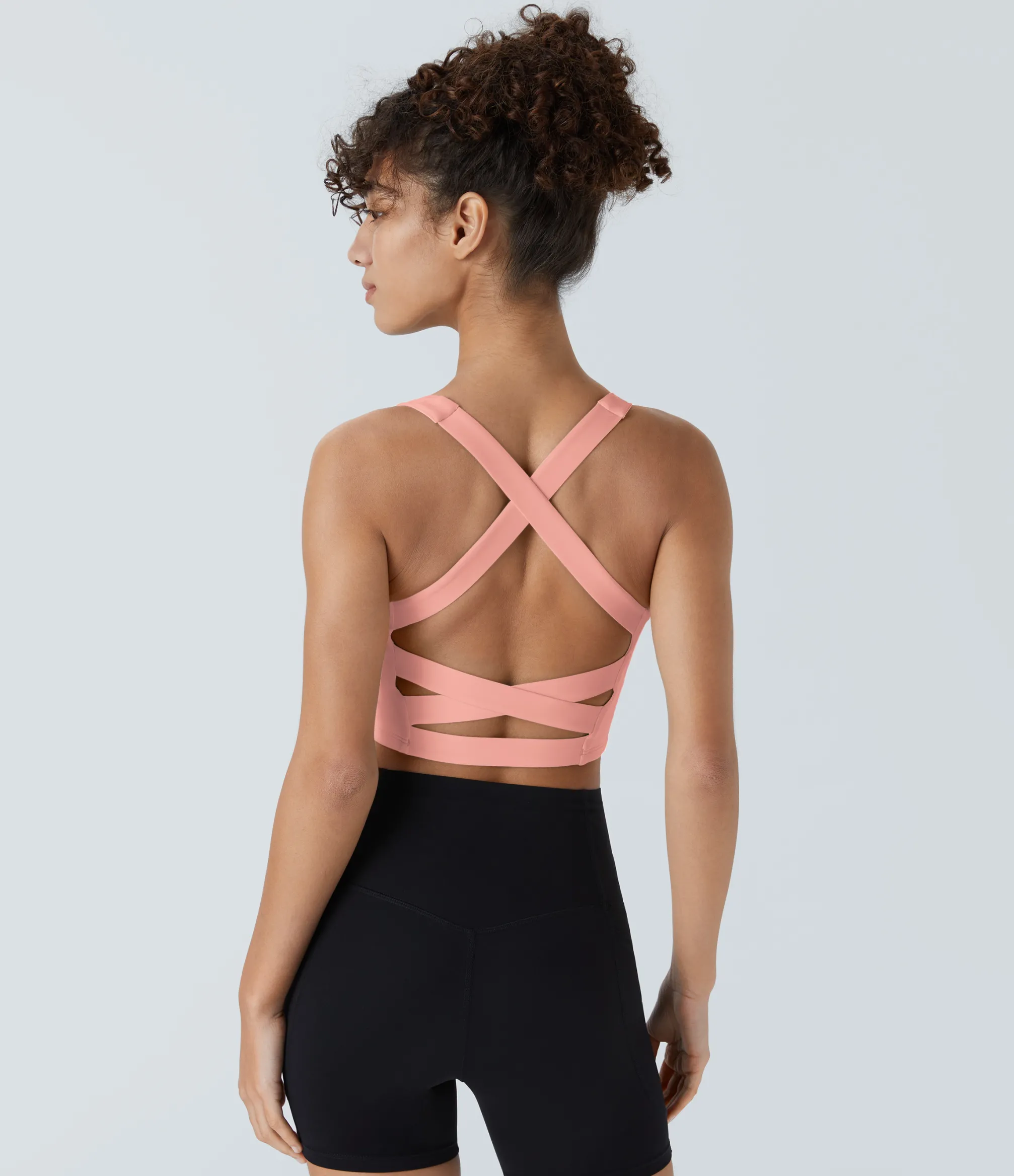 Yoga Tops|Tank Tops & Camis<HALARA Softlyzero™ Airy Square Neck Backless Crisscross Cropped Cool Touch Yoga Tank Top-UPF50+