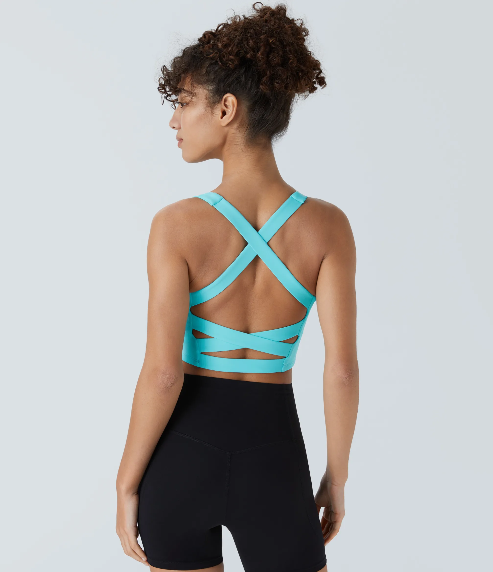 Yoga Tops|Tank Tops & Camis<HALARA Softlyzero™ Airy Square Neck Backless Crisscross Cropped Cool Touch Yoga Tank Top-UPF50+