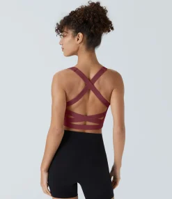 Yoga Tops|Tank Tops & Camis<HALARA Softlyzero™ Airy Square Neck Backless Crisscross Cropped Cool Touch Yoga Tank Top-UPF50+