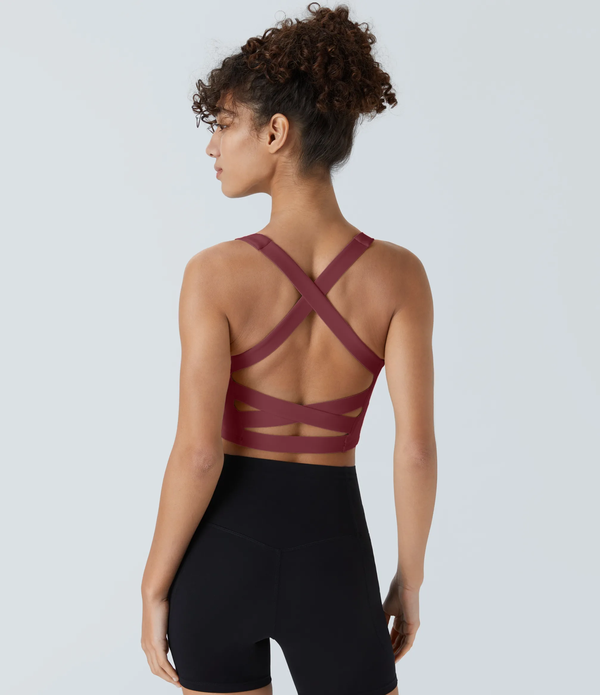 Yoga Tops|Tank Tops & Camis<HALARA Softlyzero™ Airy Square Neck Backless Crisscross Cropped Cool Touch Yoga Tank Top-UPF50+