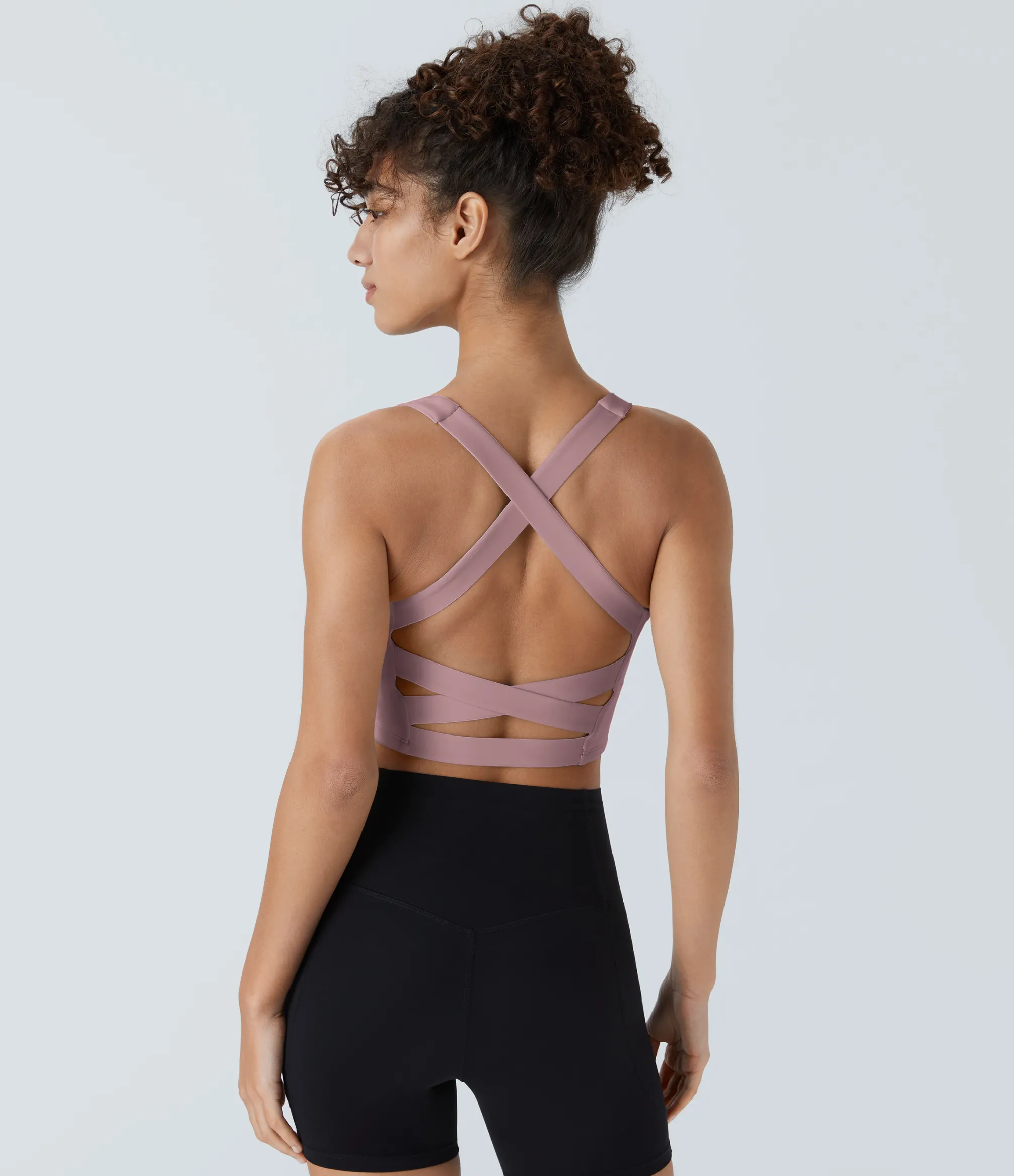 Yoga Tops|Tank Tops & Camis<HALARA Softlyzero™ Airy Square Neck Backless Crisscross Cropped Cool Touch Yoga Tank Top-UPF50+
