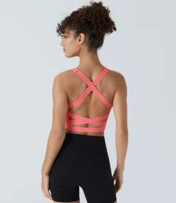 Yoga Tops|Tank Tops & Camis<HALARA Softlyzero™ Airy Square Neck Backless Crisscross Cropped Cool Touch Yoga Tank Top-UPF50+