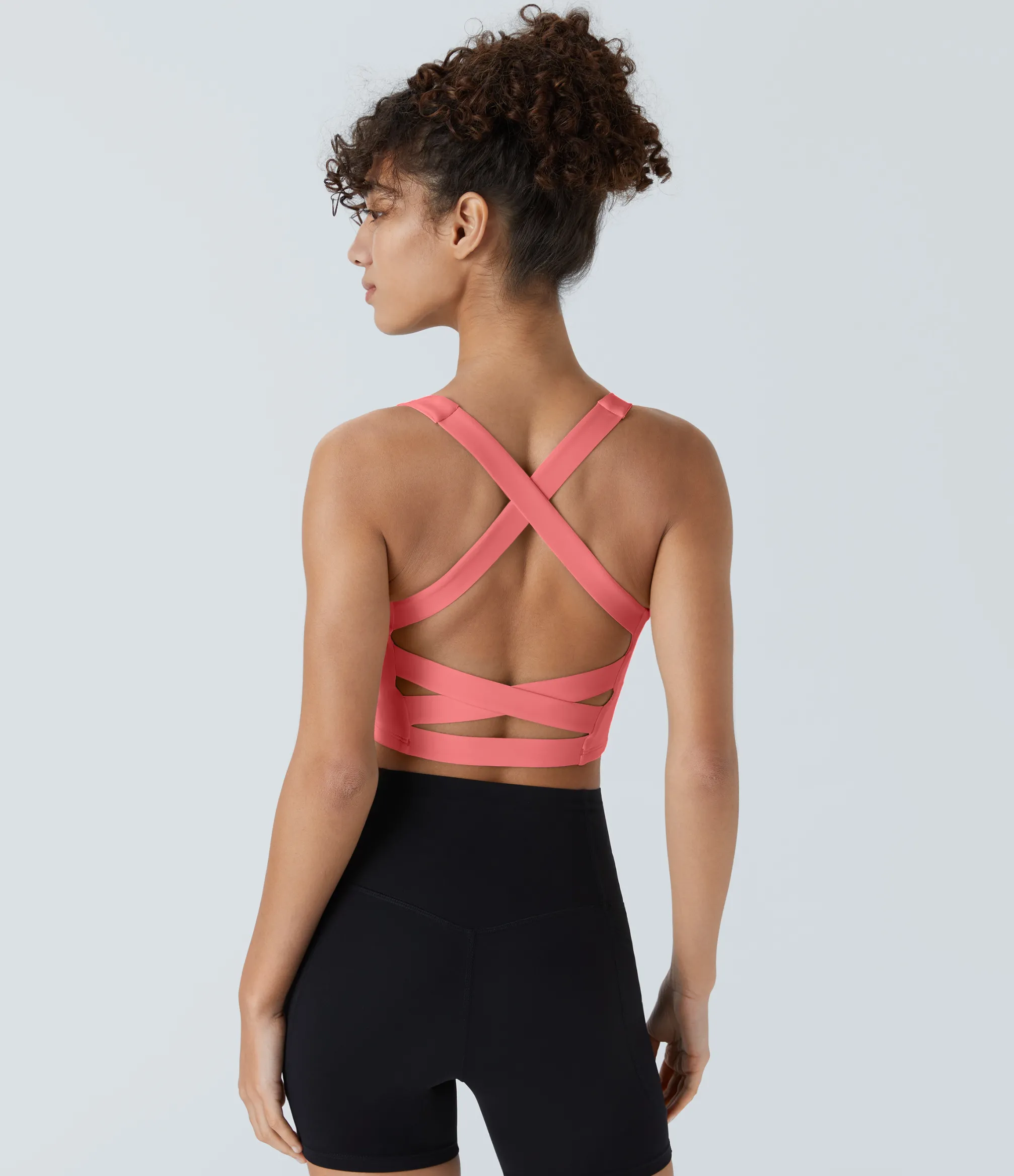 Yoga Tops|Tank Tops & Camis<HALARA Softlyzero™ Airy Square Neck Backless Crisscross Cropped Cool Touch Yoga Tank Top-UPF50+