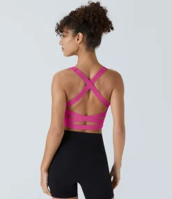 Yoga Tops|Tank Tops & Camis<HALARA Softlyzero™ Airy Square Neck Backless Crisscross Cropped Cool Touch Yoga Tank Top-UPF50+