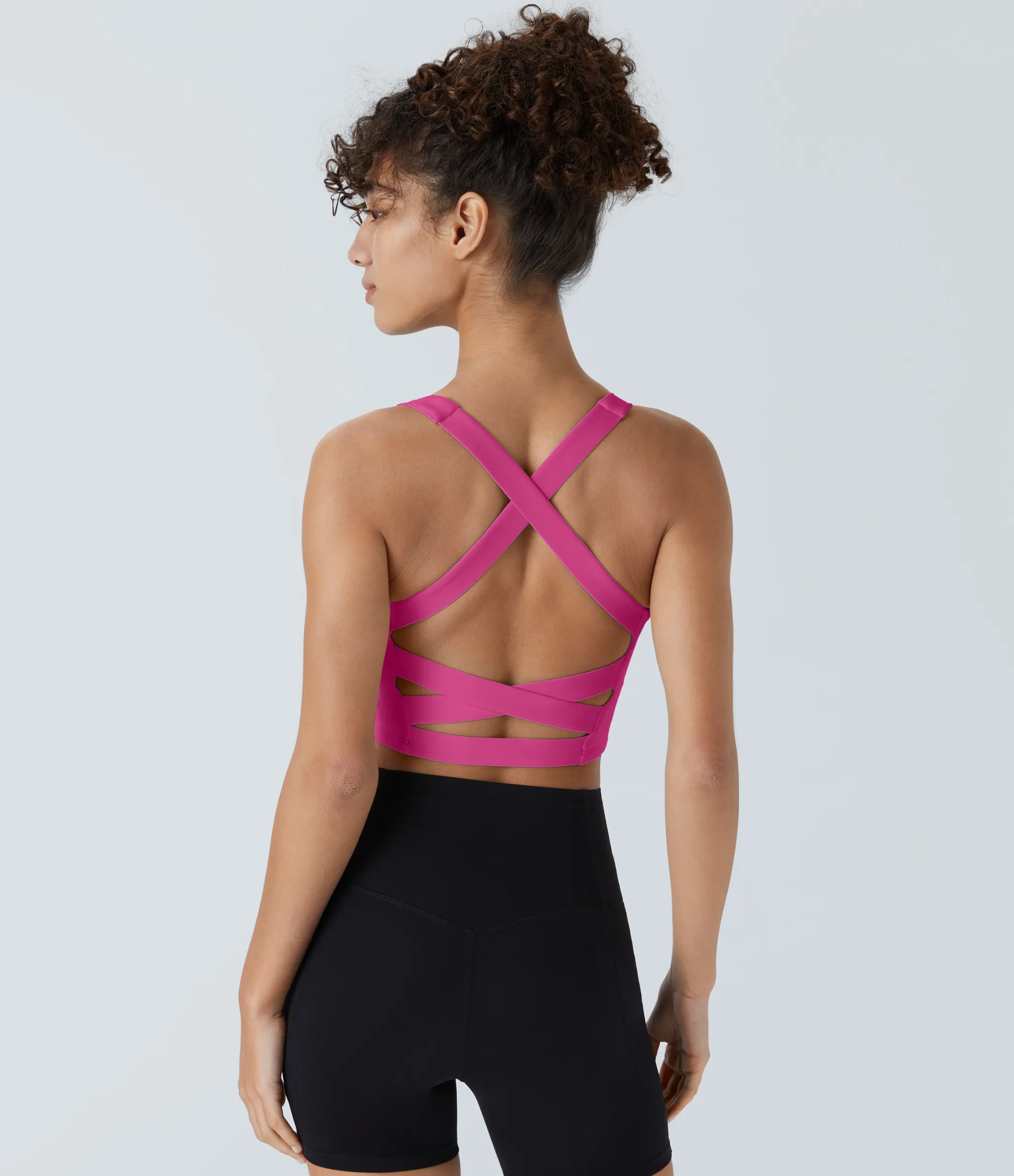 Yoga Tops|Tank Tops & Camis<HALARA Softlyzero™ Airy Square Neck Backless Crisscross Cropped Cool Touch Yoga Tank Top-UPF50+