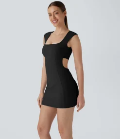 Bodycon Dresses|Mini Dresses<HALARA SoftlyZero™ Airy Square Neck Sleeveless 2-in-1 Pocket Bodycon Cool Touch Mini Casual Dress