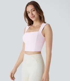 Tank Tops & Camis|Tank Tops<HALARA SoftlyZero™ Airy Square Neck Cropped Cool Touch Pickleball Tank Top-UPF50+