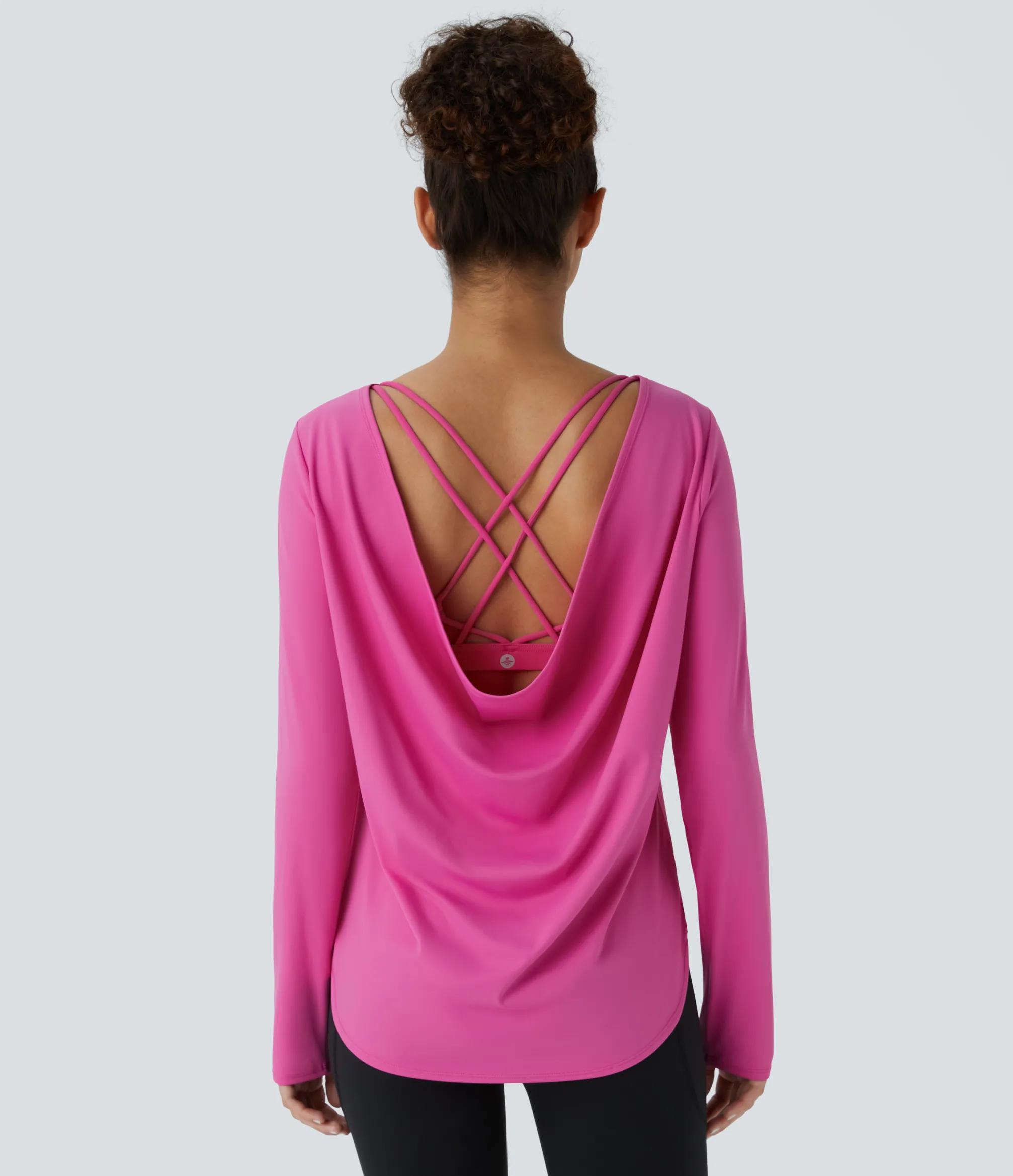Yoga Tops|Sports Tops<HALARA SoftlyZero™ Airy Square Neck Long Sleeve Curved Hem Cool Touch Yoga Sports Top-UPF50+