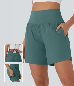 Active Shorts|Shorts<HALARA Softlyzero™ Airy Super High Waisted 2-in-1 Cool Touch Yoga Shorts 7" with Pockets