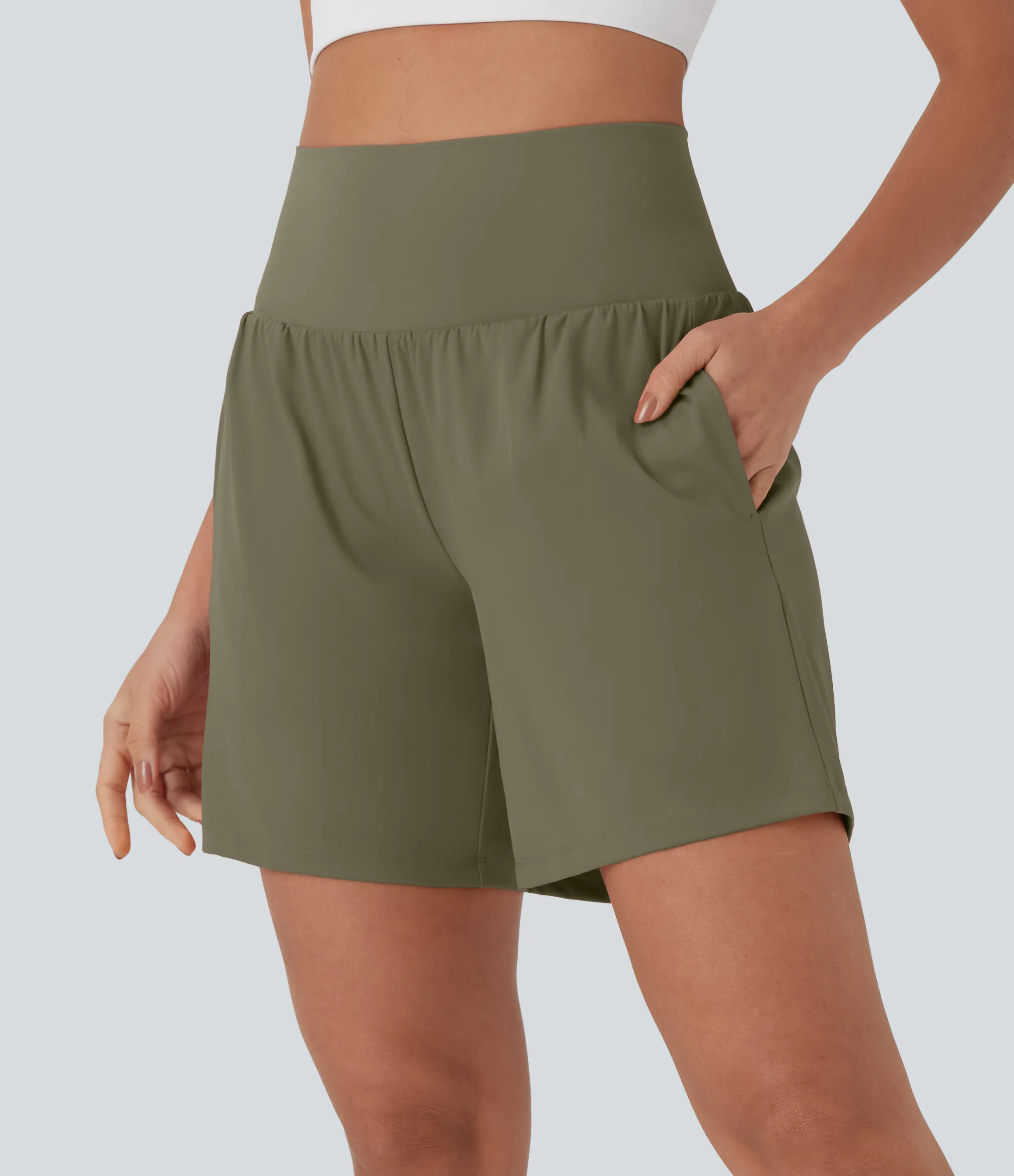 Active Shorts|Shorts<HALARA Softlyzero™ Airy Super High Waisted 2-in-1 Cool Touch Yoga Shorts 7" with Pockets