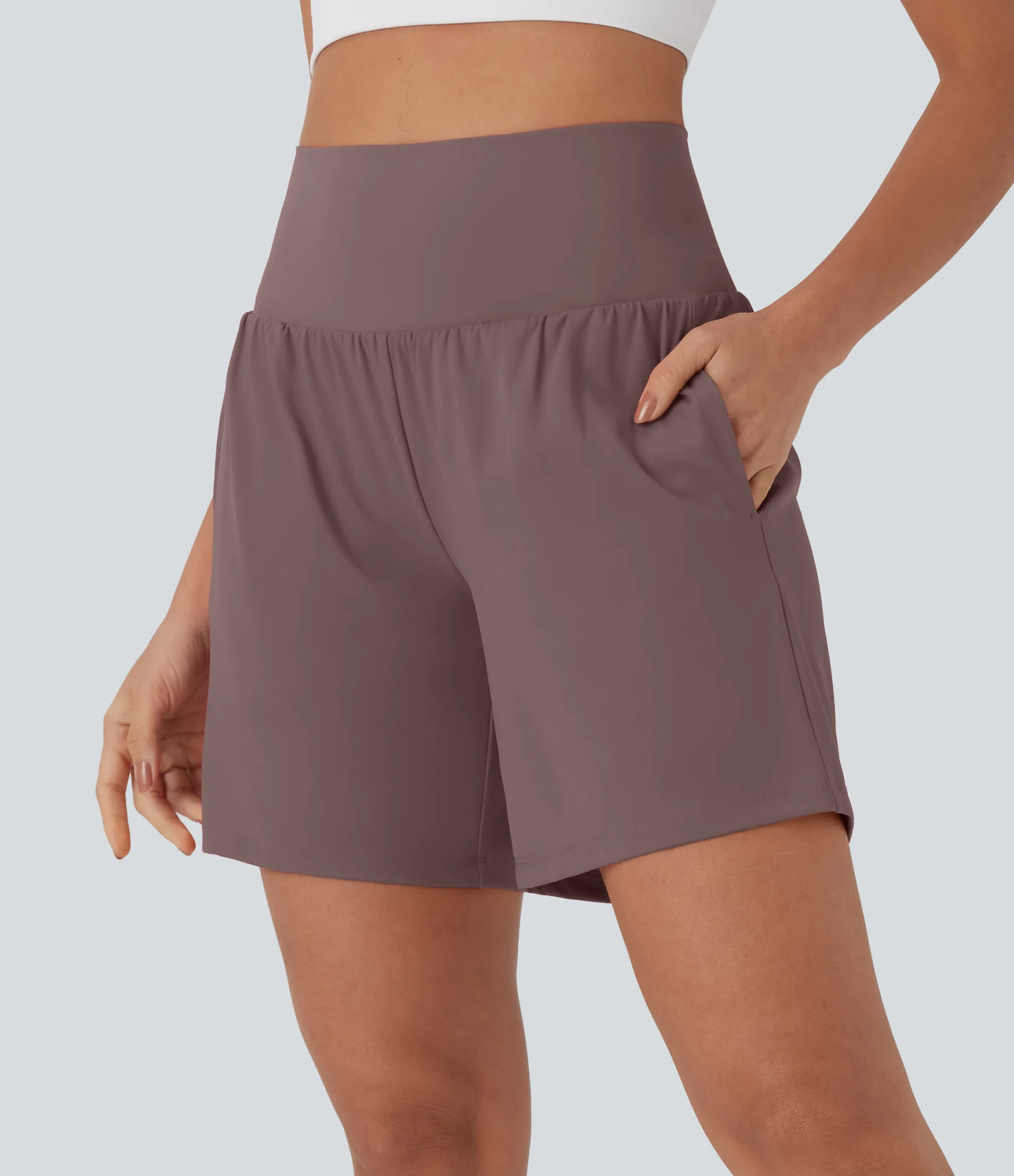 Active Shorts|Shorts<HALARA Softlyzero™ Airy Super High Waisted 2-in-1 Cool Touch Yoga Shorts 7" with Pockets