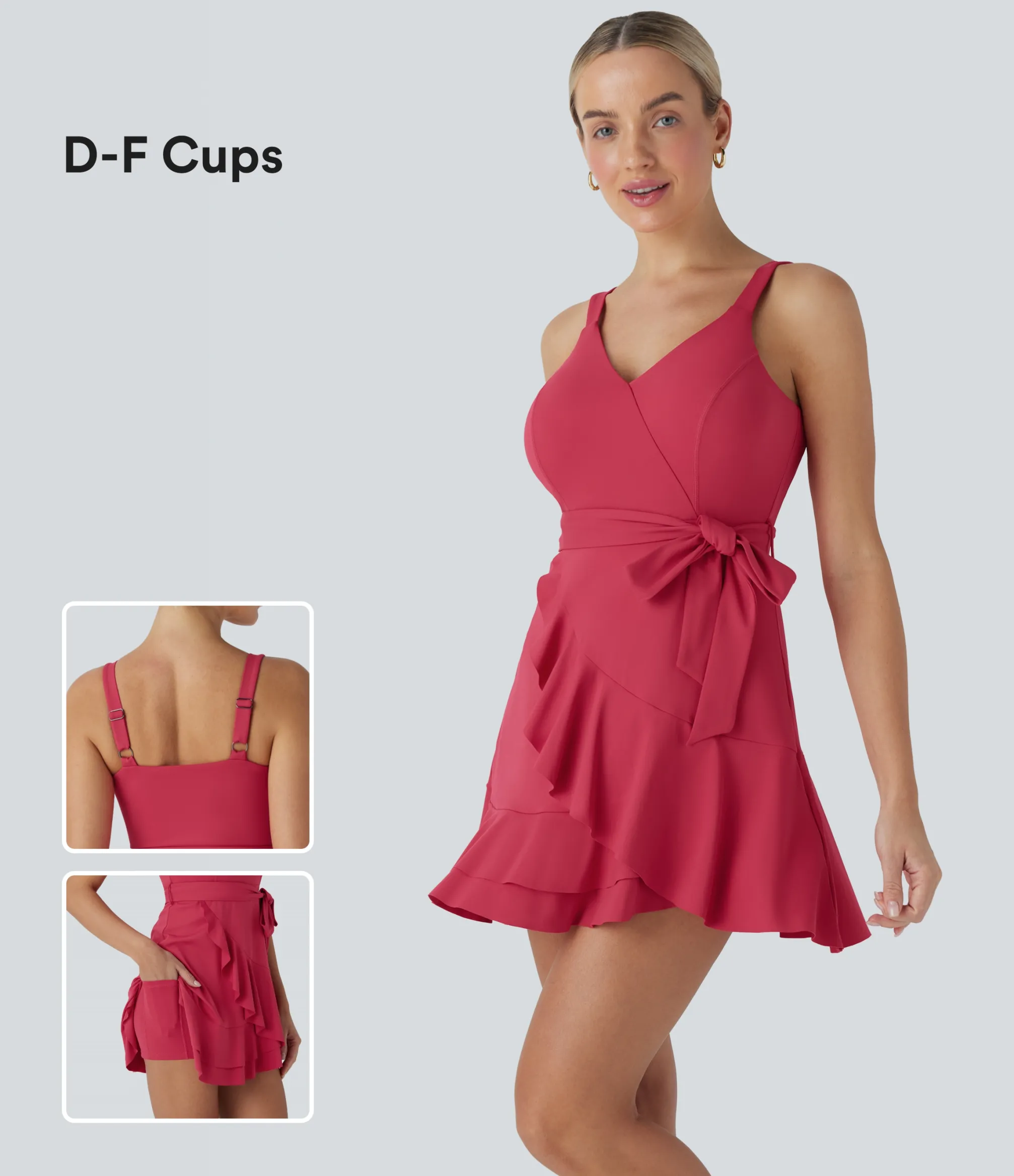 Mini Dresses|Dresses<HALARA SoftlyZero™ Airy Tie Side 2-in-1 Flowy Cool Touch Mini Casual Dress with Pockets-D/DD/DDD/F Cups
