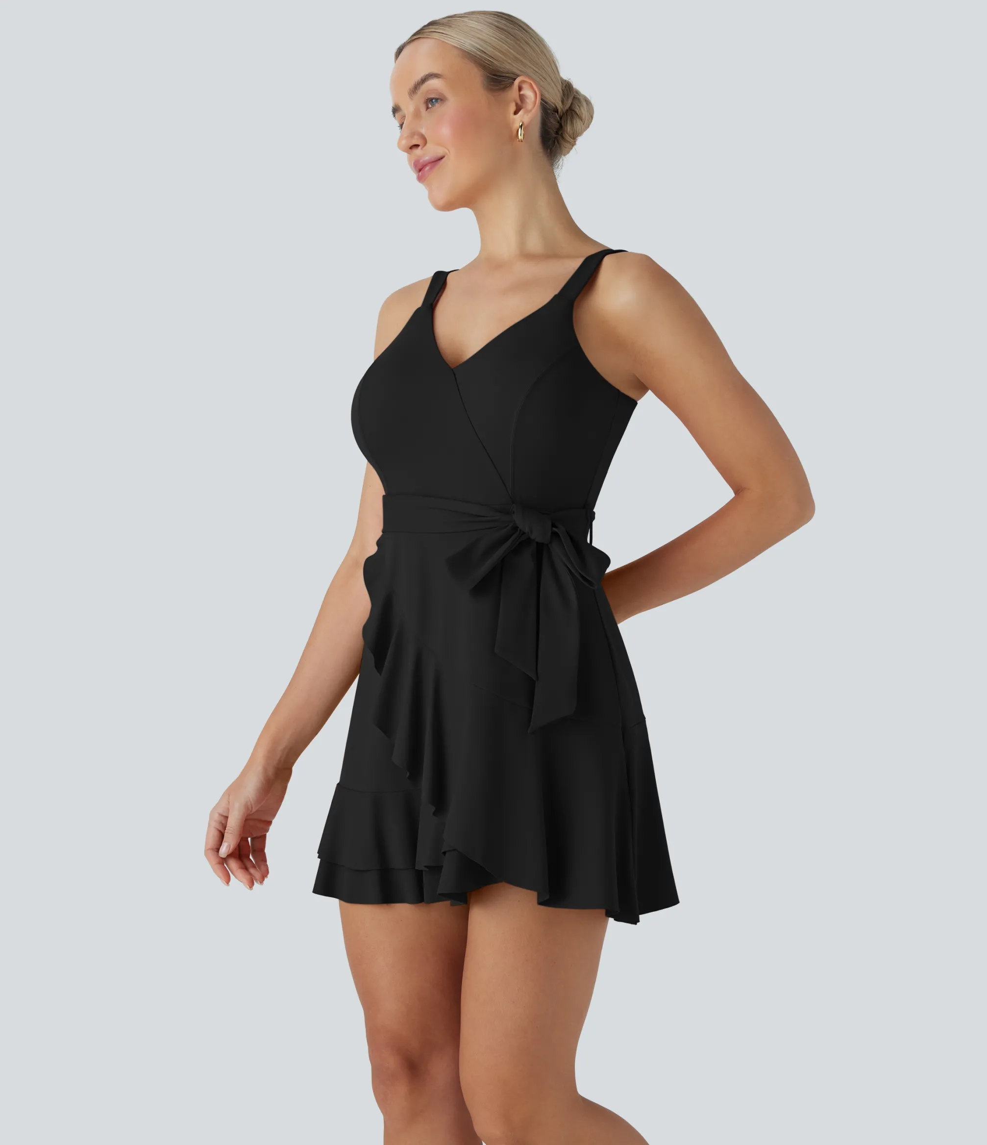 Mini Dresses|Dresses<HALARA SoftlyZero™ Airy Tie Side 2-in-1 Flowy Cool Touch Mini Casual Dress with Pockets-D/DD/DDD/F Cups