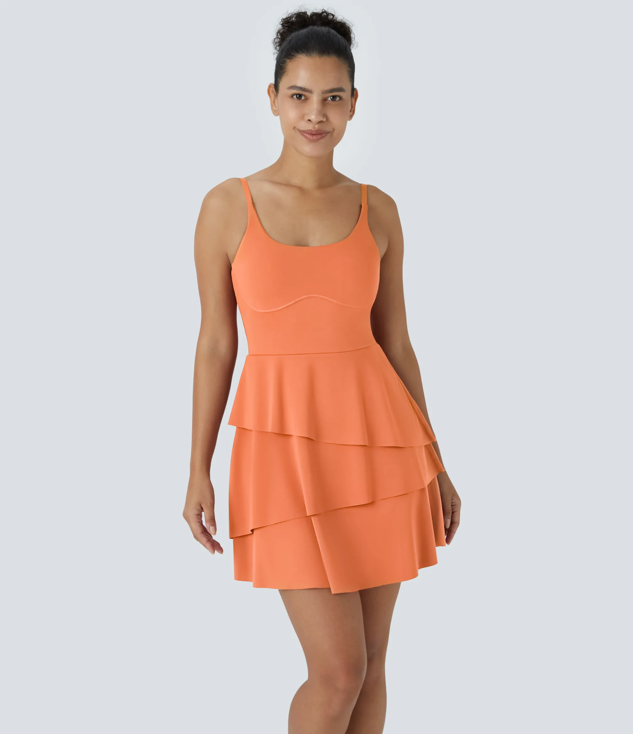 Active Dresses|Dresses<HALARA SoftlyZero™ Airy Tiered Ruffle 2-in-1 Pocket Cool Touch Mini Slip Dance Active Dress-UPF50+