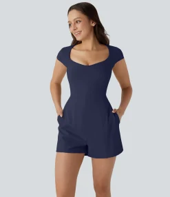 Jumpsuits<HALARA SoftlyZero™ Airy U Neck Cap Sleeve Pocket Cool Touch Yoga Jumpsuit-Easy Peezy