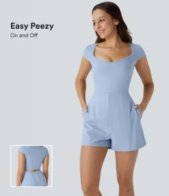 Jumpsuits<HALARA SoftlyZero™ Airy U Neck Cap Sleeve Pocket Cool Touch Yoga Jumpsuit-Easy Peezy