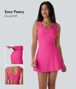 Active Dresses|Dresses<HALARA SoftlyZero™ Airy U Neck 2-in-1 Pocket Mini Cool Touch Dance Active Dress-Easy Peezy